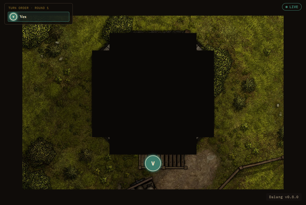 Turn Order panel showing Round 1 with the current turn highlighted